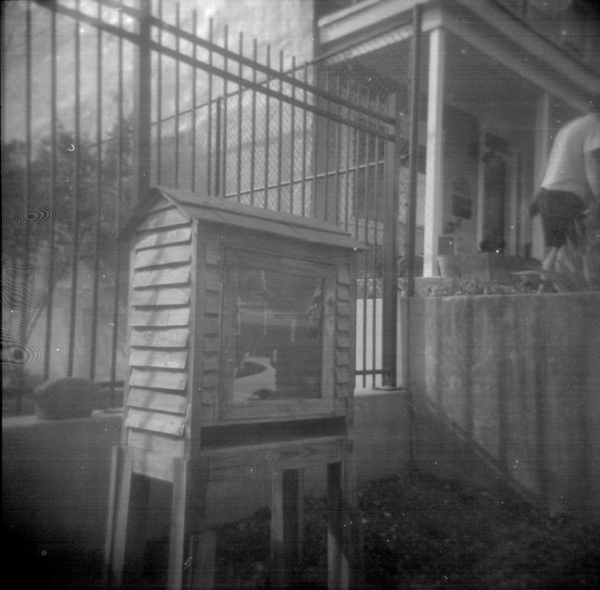 Small photo of Huge Little Free Library in front of Maury Elementary